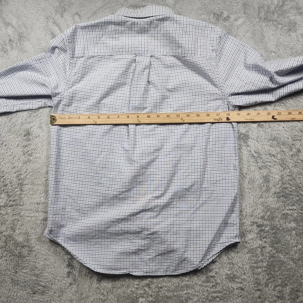 Ralph Lauren Shirt Boy Large 14-16 Blue Check Long Sleeve Button Down Flesh Pony